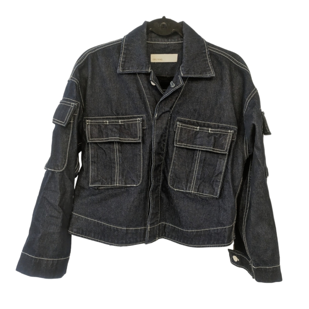 Grlfrnd Dorian Denim Oversized Cargo Button Cargo Jac… - Gem